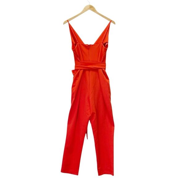NWT ASOS Wrap Front Peg Leg Jumpsuit With Self Belt Tomato Red Size 8 US 12 UK - Picture 4 of 14